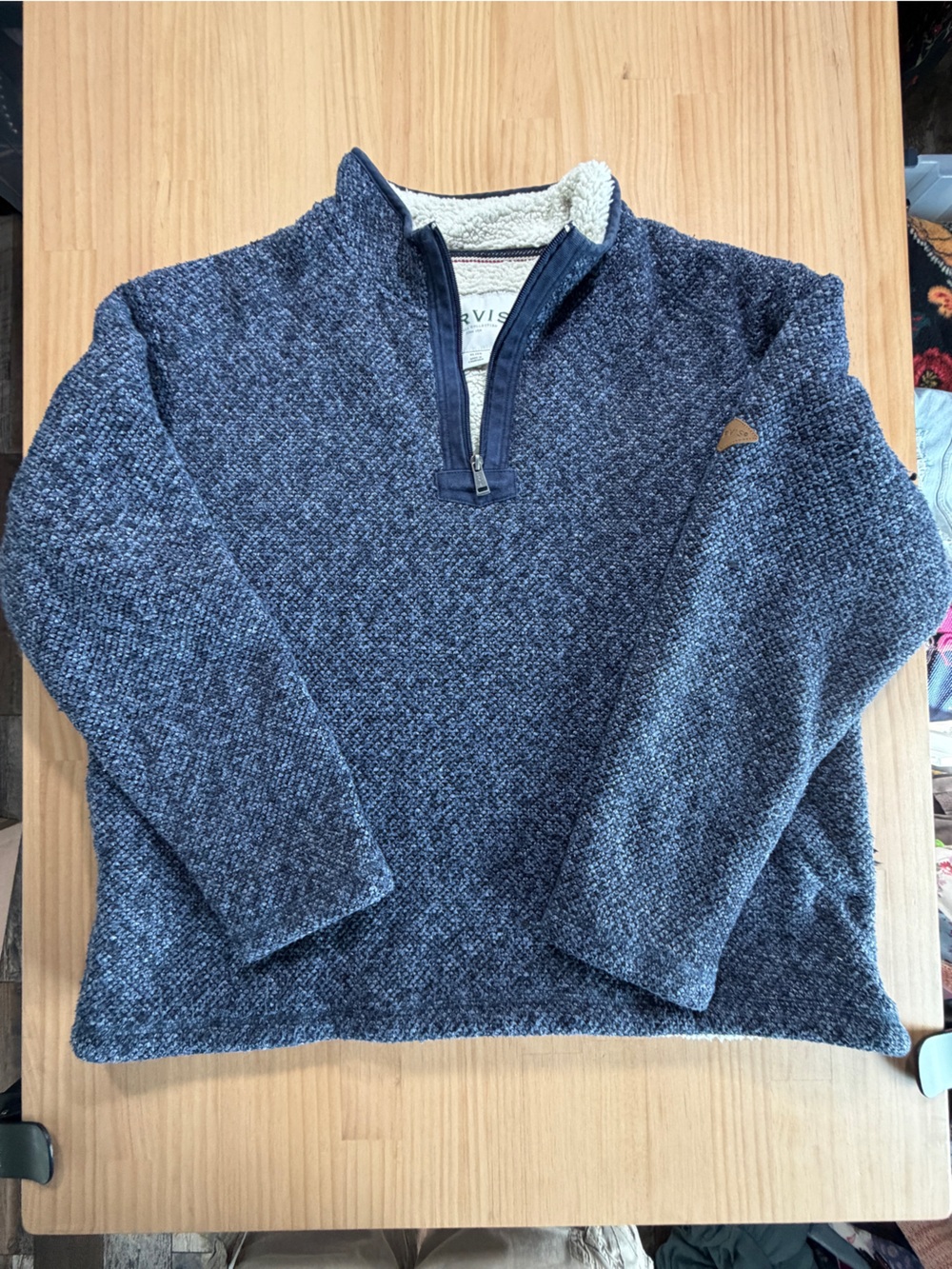 Orvis Men's Heathered Navy Half-Zip Pullover Sweater B12